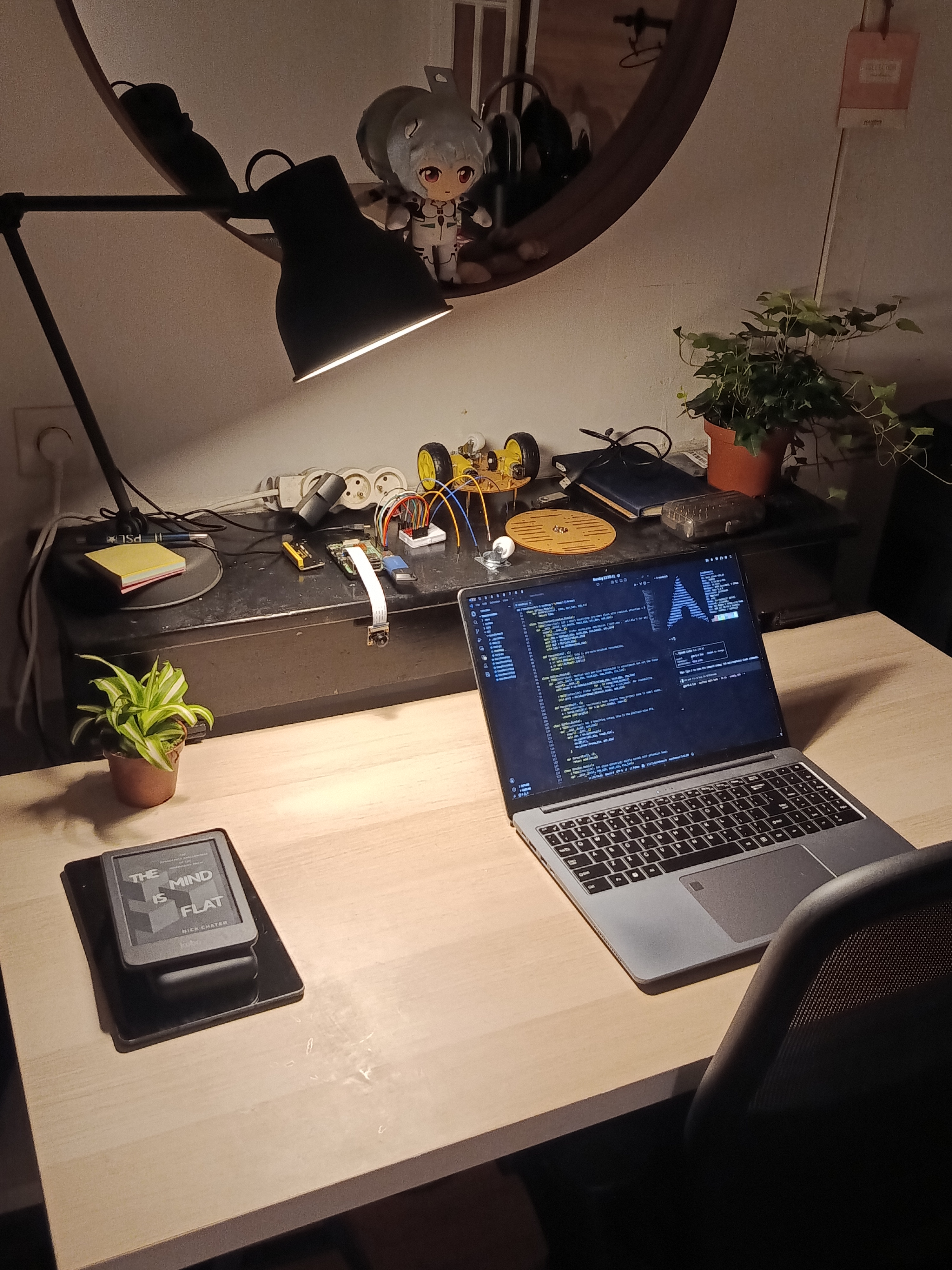 Desk setup with laptop and peripherals